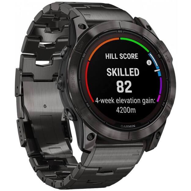 Умные часы Garmin FENIX 7X PRO Sapphire Solar Edition 51 мм титановый угольно-серый корпус с DLC-покрытием и титановым браслетом