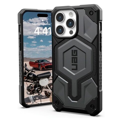 Чехол UAG Monarch Pro для iPhone 15 Pro Max MagSafe Charging Silver