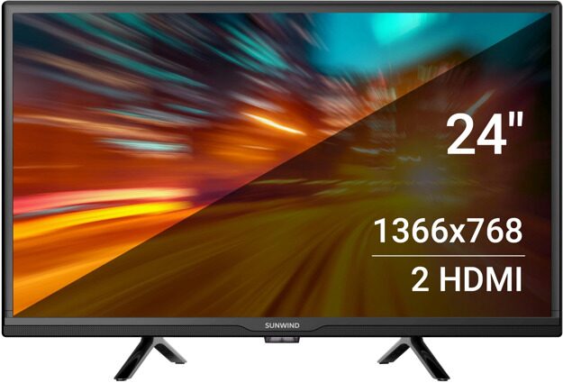 Телевизор LED SunWind 24" SUN-LED24XB203: 24 дюйма, HD, DVB-T2