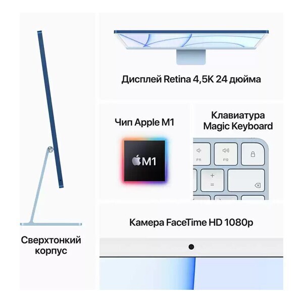 Моноблок Apple iMac 24" Retina 4,5K, M1 (8C CPU, 8C GPU), 16 ГБ, 2 ТБ SSD, розовый