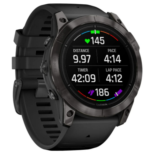 Умные часы Garmin Epix Pro (Gen 2) 51 мм Sapphire Edition титан DLC Carbon Grey с черным ремешком