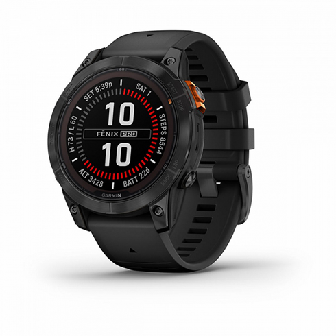 Умные часы Garmin FENIX 7 PRO Solar Edition 47 мм серый с черным ремешком