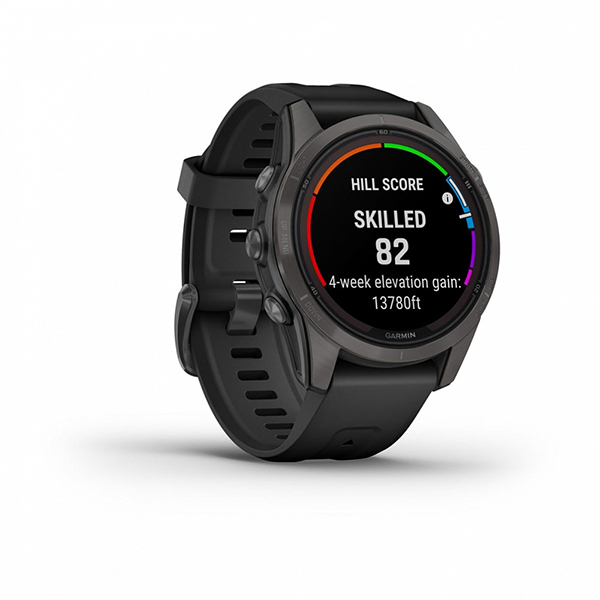 Умные часы Garmin FENIX 7S PRO Sapphire Solar Edition 42 мм титановый угольно-серый DLC с силиконовым ремешком