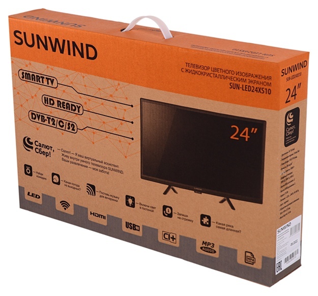 Телевизор LED SunWind 24" SUN-LED24XS10: 24 дюйма, HD, DVB-T2