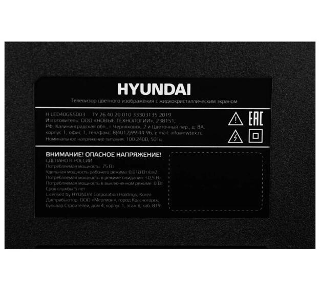 Hyundai 40" H-LED40BS5003 Full HD Яндекс.ТВ