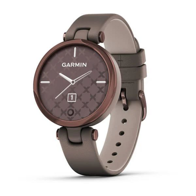 Умные часы Garmin Lily темно-бронзовый безель, корпус цвета Paloma и итальянский кожаный ремешок