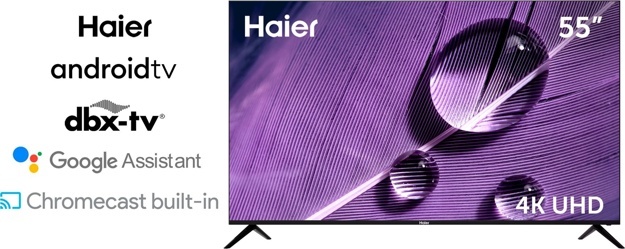 Телевизор LED Haier 55" Smart TV S1: 55 дюйма, 4K, Smart TV