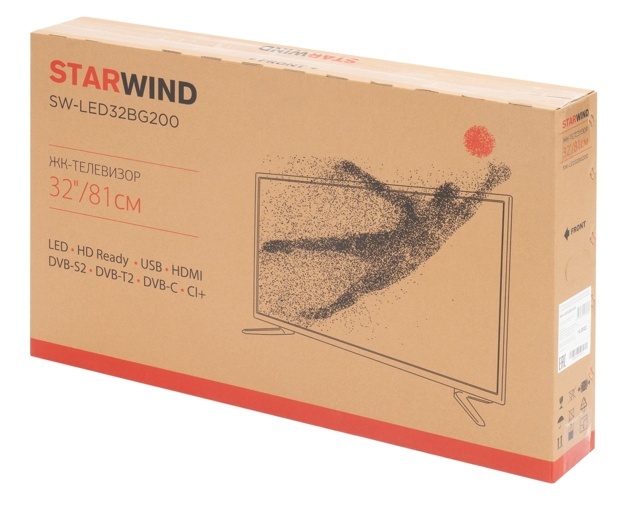 Телевизор LED Starwind 32" SW-LED32BG200: 32 дюйма, HD, DVB-T2