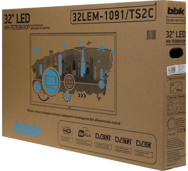 Телевизор LED BBK 32" 32LEM-1091/TS2C: 32 дюйма, HD, Smart TV, DVB-T2