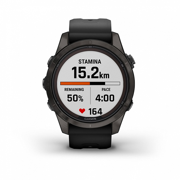 Умные часы Garmin FENIX 7S PRO Sapphire Solar Edition 42 мм титановый угольно-серый DLC с силиконовым ремешком