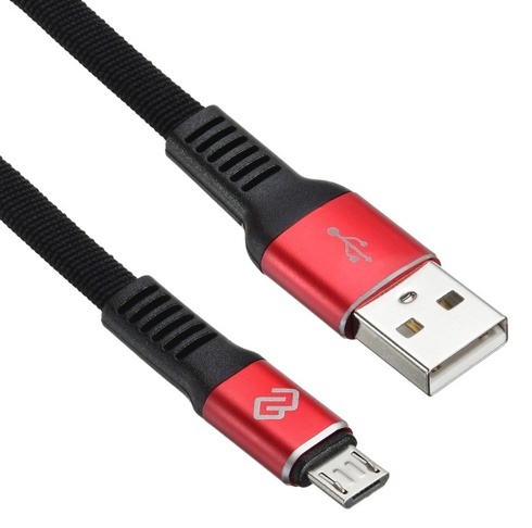 Кабель Digma MICROUSB-1.2M-FLAT-BLKR USB (m)-micro USB (m) 1.2м черный/красный плоский черный