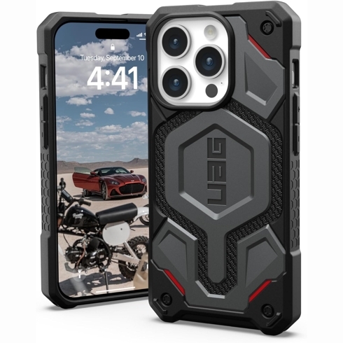 Чехол UAG Monarch Pro для iPhone 15 Pro Kevlar Silver