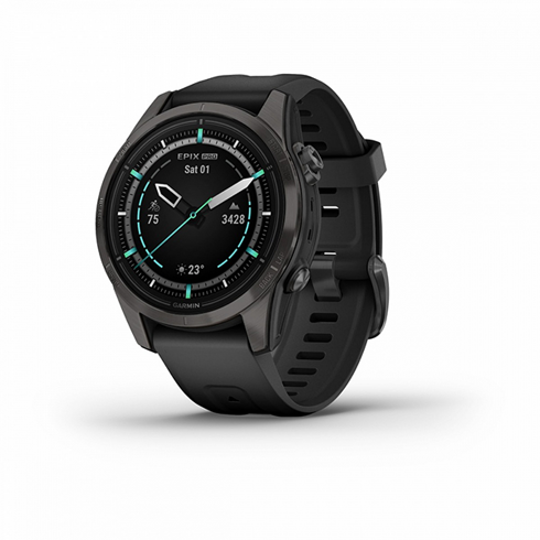 Умные часы Garmin Epix Pro (Gen 2) Sapphire Edition 42 мм титановый, угольно-серый, DLC, черный ремешок