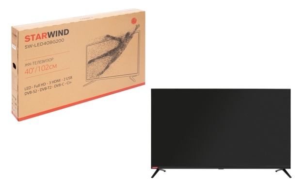 Телевизор LED Starwind 40" SW-LED40BG200: 40 дюйма, Full HD, DVB-T2