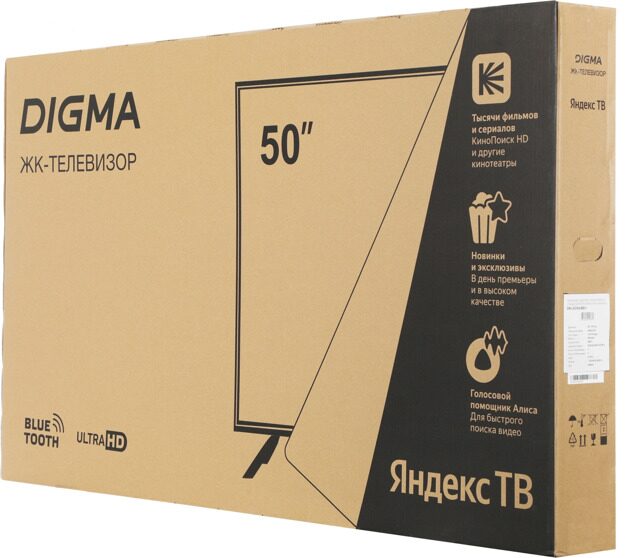 Телевизор LED Digma 50" DM-LED50UBB31: 50 дюйма, 4K, Smart TV, DVB-T2